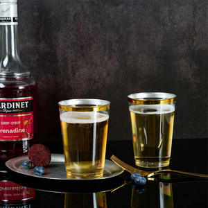 แก้วน้ำพลาสติกใสขอบทองคุณภาพสูง ขนาด 10 ออนซ์ สำหรับงานแต่งงาน งานวันเกิด ใช้แล้วทิ้ง - Product Image 5