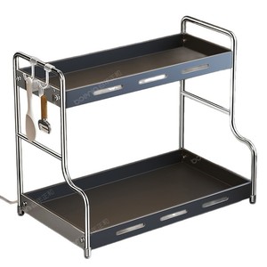 <b>Kitchen</b> <b>Spice</b> <b>Rack</b> Stainless Steel Multi Layer Countertop Storage Organizer For Oil Salt Condiments L Size - Product Image 4