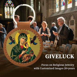 GIVELUCK Llavero de cuero Imagen de joyería religiosa "Nuestra Señora del Perpetuo Socorro" Patrón personalizado para personalizar al por mayor - Product Image 6