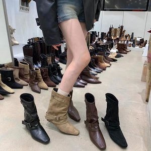 Nouvelles bottines <span class=keywords><strong>Chelsea</strong></span> pour femmes en <span class=keywords><strong>daim</strong></span>, été, tendance simple, antidérapantes, chaudes, mode, bout pointu, talon bas, personnalisation, vente en gros - Product Image 6