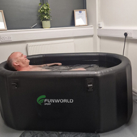 Funworldsport Piscine gonflable pour adultes, baril de bain de glace avec refroidisseur, piscine gonflable pour bain froid pour spa