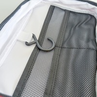 Trousse de Toilette de Voyage Suspendue en Twill Bourgogne, Compartiment Étanche en TPU Transparent, Motif Floral, Crochet Pivotant pour Cosmétiques et Articles de Toilette Féminins