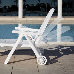 Lettino Prendisole Pieghevole Antibes con Schienale Regolabile e Ruote per Spiaggia, Terrazza e Piscina - Product Image 5