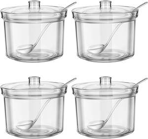 Frascos de condimentos de especias acrílicos de 4 compartimentos transparentes al por mayor de fábrica solo para exhibición - Product Image 3