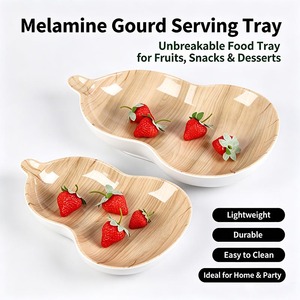 Plateau de service en mélamine imitation bois, incassable, pour fruits et collations, idéal pour la maison et les fêtes (sans dropshipping) - Product Image 3