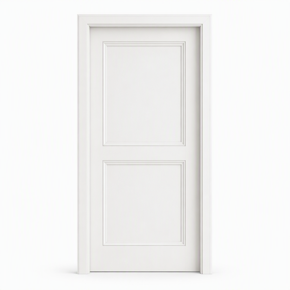 White Painted Interior Door 2 Panel Raised Molding Recessed Panels ...