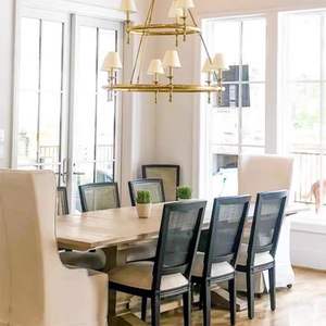 Lustre à 6 lumières en forme de cercle, en laiton brut vieilli non laqué, style <span class=keywords><strong>Empire</strong></span>, décoration d'intérieur, éclairage LED pour le salon - Product Image 4