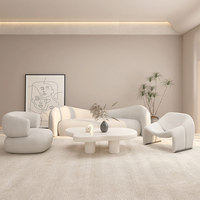 Ensemble de canapé sectionnel en molleton d'agneau crème nordique pour petits appartements Salon de beauté Salon Salon Magasin de vêtements Salons Tissu durable