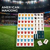 Jeu de tuiles de Mahjong américain, thème football, jeu de Mahjong pour adultes, soirée de jeu en famille, ensemble cadeau personnalisé en gros