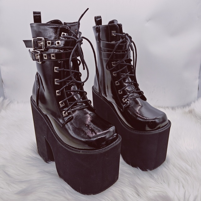 Ladies 2025 New Designer Manufacturers Handmade Luxury Black High Quality Women Square Toe Very High Heeled Ankle Boots