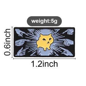 Pin de esmalte de gato amarillo de diseño único, broche de gatito de dibujos animados con múltiples manos apuntando, rectangular, para decoración de mochila - Product Image 6