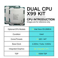 NOUVEAU Kit PC de bureau avec carte mère X99-2D3, combo double processeur Intel Xeon E5 2696 V4, 4x 16 Go DDR3 RDIMM, carte mère X99 double CPU