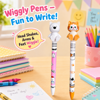 Stylos à bille Wiggly Pens Chat et Chien avec bras mobiles et pieds oscillants pour enfants