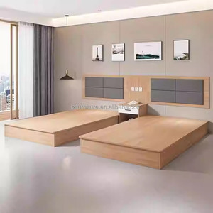 3 Star Hotel Project Modern Bedroom Furniture Set Economy Solid Wood Bed Frame Upholstered Headboard Nightstand TV Unit <b>Wardrobe</b> - Product Image 6
