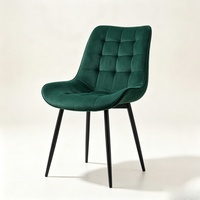 Chaise de salle à manger en velours rembourrée, style nordique moderne, chaise d'appoint de luxe avec pieds en métal pour la maison, l'hôtel et la restauration (vente en gros)