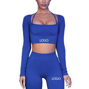 Completo Sportivo a Costine a Vita Alta con Top e Pantaloncini, con Imbottiture al Seno, in Aloe, per <span class=keywords><strong>Yoga</strong></span> e Fitness - Product Image 5