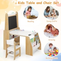 Ensemble de table et chaise pour tout-petits au design unique, chevalet en bois, bureau d'activités avec tableau blanc et noir, table et chaise pour tout-petits pour le dessin