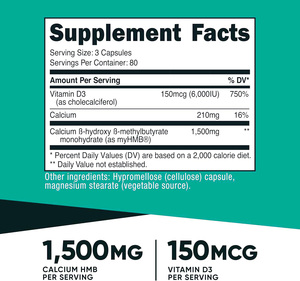 Suplementos en Oferta, Cápsulas de Beta-Metilbutirato <span class=keywords><strong>HMB</strong></span> con Vitamina D3, Cápsulas de <span class=keywords><strong>HMB</strong></span> a Granel - Product Image 2