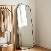 Miroir sur pied mural pleine longueur en métal doré ou argenté, grand format, personnalisé, pour la vente en gros