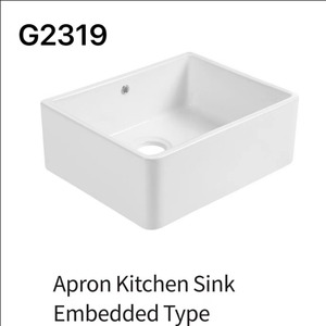 Fregadero de Cocina Empotrado de Cerámica Blanca CR A3318, de un Solo Tazón, Estilo Rústico - Product Image 4