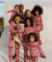 秋のスリープウェアセットファムパジャマ女性卸売クリスマスパジャマセット家族のクリスマスパジャマセット