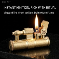 Briquet Classique Rétro YN en Alliage de Zinc, Briquet à Flamme Ouverte, Cadeau d'Extérieur pour Hommes, Briquet à Kérène Bicolore