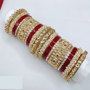 Elegant Kundan Stone & Pearl Acrylic Bangles Set Designer Fine Jewelry Premium Bridal Collection - Product Image 2