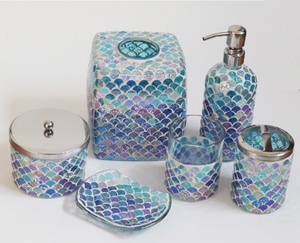 Contenitore personalizzato coperchio della scatola del tessuto del viso portatovaglioli di lusso fatti a mano scatola di fazzoletti di vetro decorativo mosaico <span class=keywords><strong>fai</strong></span> <span class=keywords><strong>da</strong></span> <span class=keywords><strong>te</strong></span> - Product Image 5