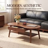 Table basse moderne en bois massif avec 2 tiroirs - Durable, écologique, facile à nettoyer, meubles de salon pour chambre à coucher, salles à manger