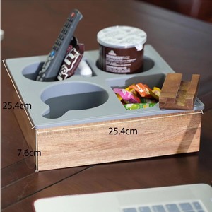 Sofá de madera Bandeja de brazo Mesa Sofá multifuncional Escritorio con soporte remoto de silicona incorporado Ranura para taza Ahorro de espacio Sala de estar Snack - Product Image 2
