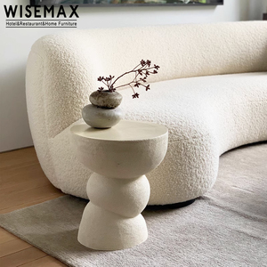 WISEMAX moderno <span class=keywords><strong>Exterior</strong></span> redondo pequeño hormigón <span class=keywords><strong>mesa</strong></span> de centro sala de estar cemento taburete <span class=keywords><strong>lateral</strong></span> para balcón Patio al aire libre <span class=keywords><strong>mesa</strong></span> de té - Product Image 5