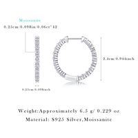 Boucles d'oreilles créoles en argent sterling 925 avec moissanite pour femme, rangée unique, serties de moissanites en griffes, style éternité