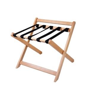 LAICOZY Hotel Portapacchi Con Schienale Pieghevole In Legno Massello di Faggio Naturale - Product Image 1