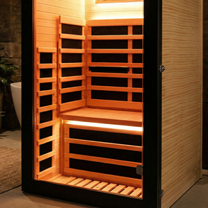 Sauna Rectangular de Madera Sólida de Pino Chileno con Panel Inteligente, 120V, Cabina de Sauna Infrarroja para 1 Persona, para Spa - Product Image 5