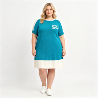 Robe en tricot surdimensionnée personnalisée pour femme, color block, fil filé à la main, broderie chenille contrastante, pour tenue quotidienne et de week-end