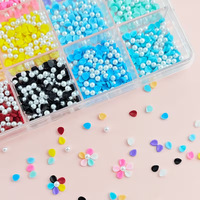 12 Warna Campuran Resin Kelopak Bunga Datar 3D Hiasan Kuku Warna Macaron DIY Manikur Dekorasi Seni Kuku Grosir