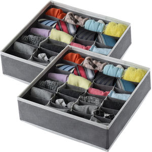 Folding Box Non-woven Organizer Wardrobe Organizer Amazon Hot Selling Folding Divided Underwear Storage Box Non-woven 24 Grids Cell Sock Bra Wardrobe Drawer Organizer
