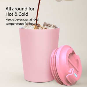 أكواب قهوة معزولة مخصصة سعة 8/12 أونصة للشرب المباشر، مصنوعة من الفولاذ المقاوم للصدأ 304، بيع بالجملة من المصنع، أكواب قهوة للاستخدام الخارجي بغطاء قابل للطي - Product Image 3