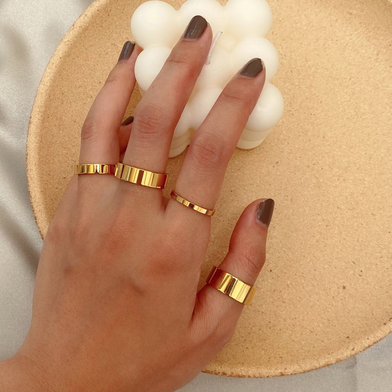 Dainty Stainless Steel 18k Gold Plated Band Stacking Ring