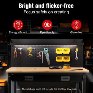 60" Workbench with Drawers, <b>Work</b> Benches for Garage with Strip Light, Adjustable <b>Work</b> <b>Table</b> with Large Pegboard, 2000 LBS Heavy - Product Image 2