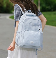 Sac à dos scolaire imperméable pour fille avec sangle de fixation pour valise, motif cœur, à pois et nœuds