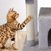 Fournisseurs cadre d'escalade pour chat en velours gris clair moderne tour d'arbre à chat corde en sisal centre d'activités maison de jeu pour petits chats