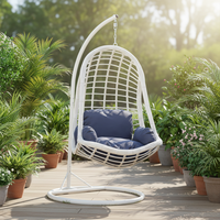 Fauteuil suspendu œuf design moderne pour intérieur/extérieur, avec support métallique, coussin imperméable, mobilier d'extérieur, siège balançoire robuste pour jardin et terrasse