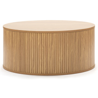 Mesa de Centro Moderna de Lujo con Superficie de MDF y Marco de Madera, Mesa de Centro Redonda para Sala de Estar