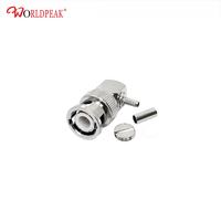 Connecteur coaxial RF mâle BNC plaqué argent 50 ohms à angle droit à sertir pour câble coaxial RG179/BT2001