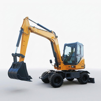 Mini-excavatrice sur roues 5,9T 0,21m³ XE60WD pour projets de construction routière