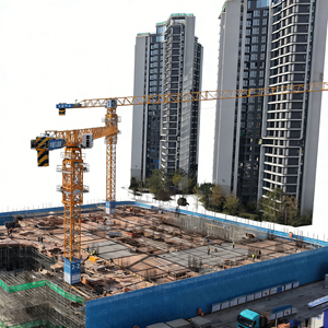 Dahan Flat Top Tower <span class=keywords><strong>Crane</strong></span> QTZ250-7025 yang Dapat Disesuaikan, 12/16 Ton, Rentang Angkat 30m-70m, Momen Angkat 250t.m, Tinggi Maksimum 333m, Motor Inti PLC - Product Image 1