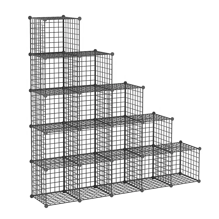 Органайзер из железного материала для растительных проволочных кубиков, черно-белая цветная решетчатая панель, декоративная полка