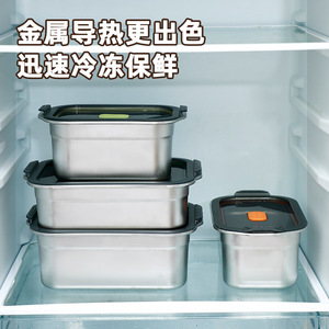 Stainless Steel Rectangular Food Storage <b>Container</b> With Clip On Lid For Travel And Refrigerator Use - Product Image 4