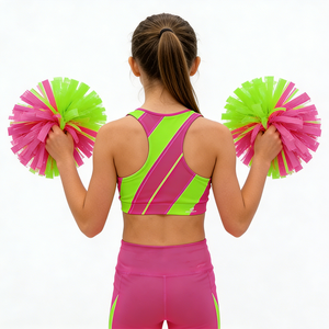 Nuevo Diseño Personalizado de Ropa Deportiva para Animadoras, Sujetador Deportivo y Pantalones Cortos con Bloques de Color, Ropa para Prácticas de Animadoras - Product Image 4